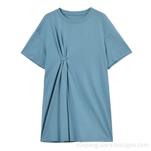 Women Fashion Cotton Stretch Short Sleeve T-shirt Dress